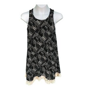 1st Kiss Black & White Printed Crochet Hem Shift Dress Girls Size 7/8
